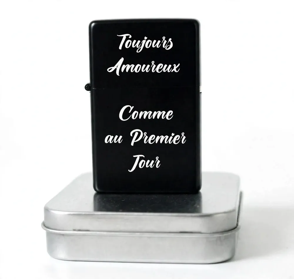 Briquet tempête 100% personnalisable – photo et texte gravés, vue verso