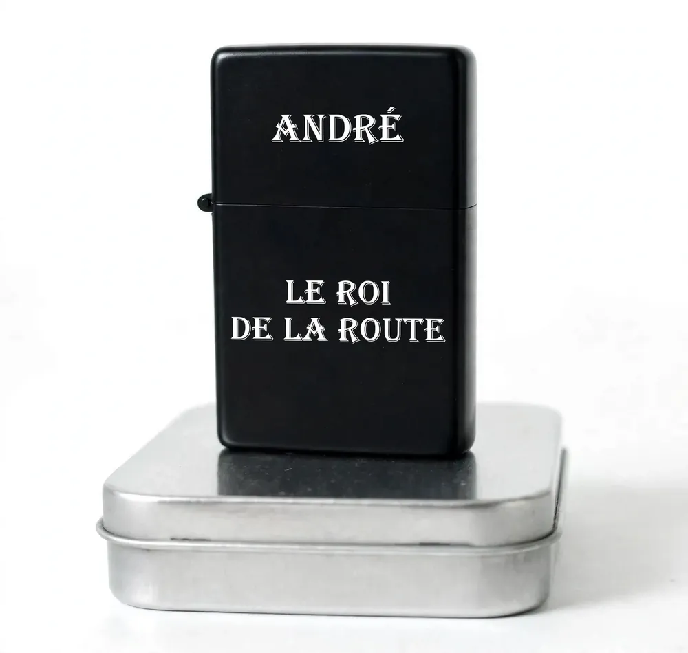 Briquet tempête camion routier personnalisé – prénom gravé, vue verso