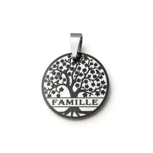 Pendentif Arbre de Vie Famille, finition argentée, vue recto