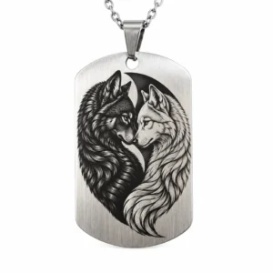 Pendentif Deux Loups Yin Yang – Union Parfaite, vue recto