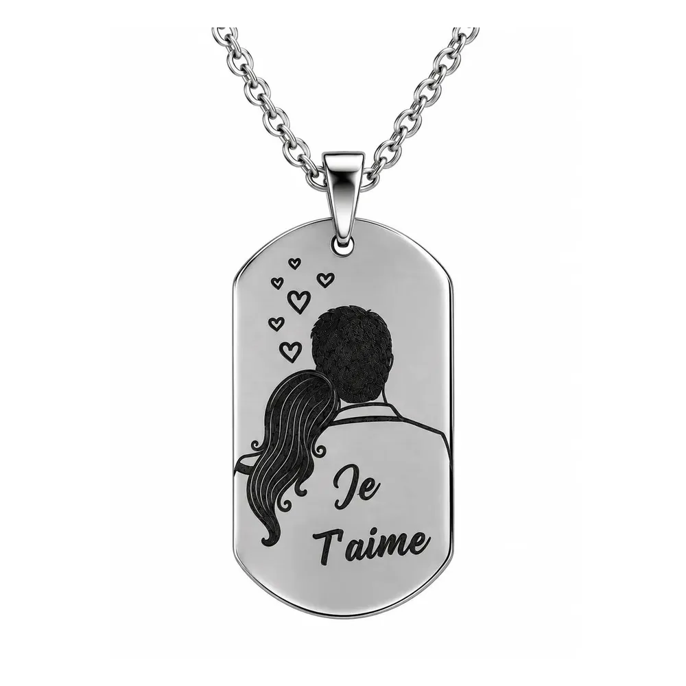 Pendentif Je t'aime en acier inoxydable