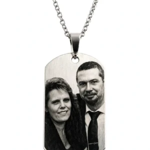Pendentif Photo Personnalisé – Gravure Photo et Texte, version collier, vue recto