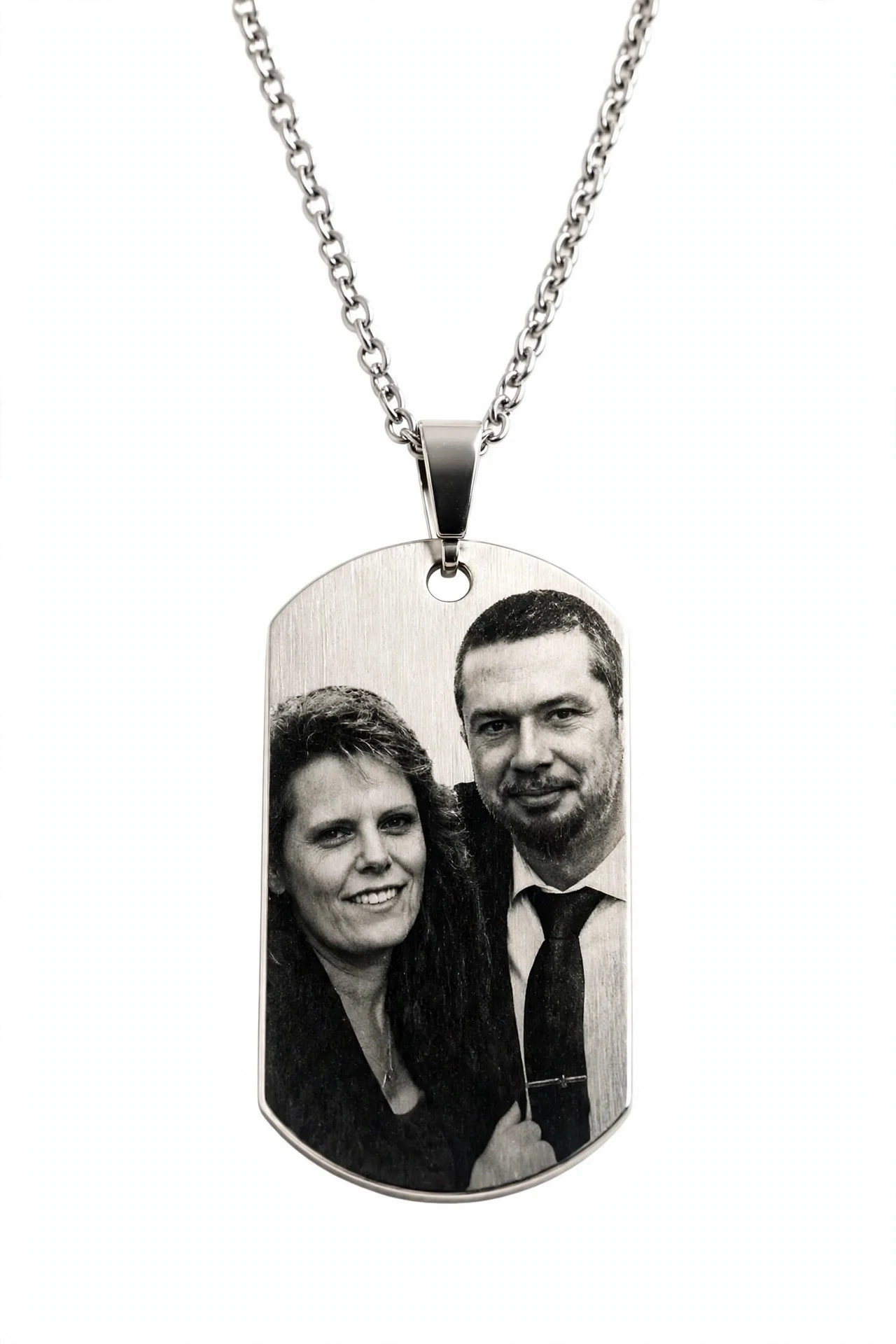 Pendentif photo personnalisé avec gravure photo et texte